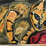 Painting of brown striped cat 