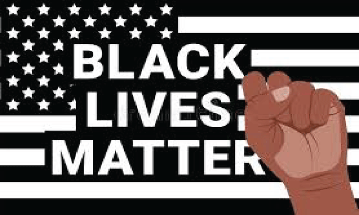 Black Lives Matter flag and fist