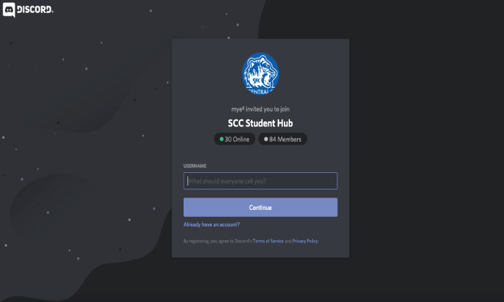 Student Hub Study Cafe Discord login page