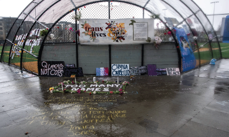 Trans Lives Matter memorial at Cal Anderson Park playfield