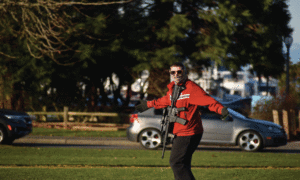 A protestor openly carrying a semi-automatic weapon near the WA state Capitol