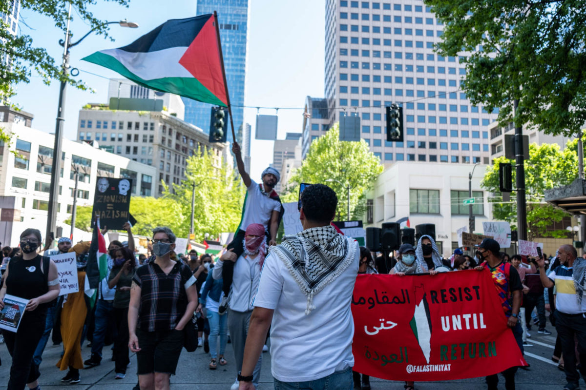 Solidarity with Palestine rally held at Westlake Center - The Seattle ...