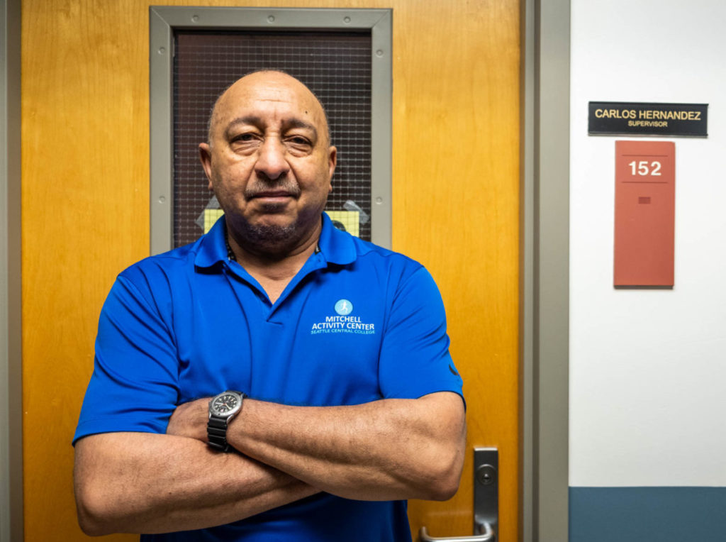 Hernandez in front of his office at the MAC