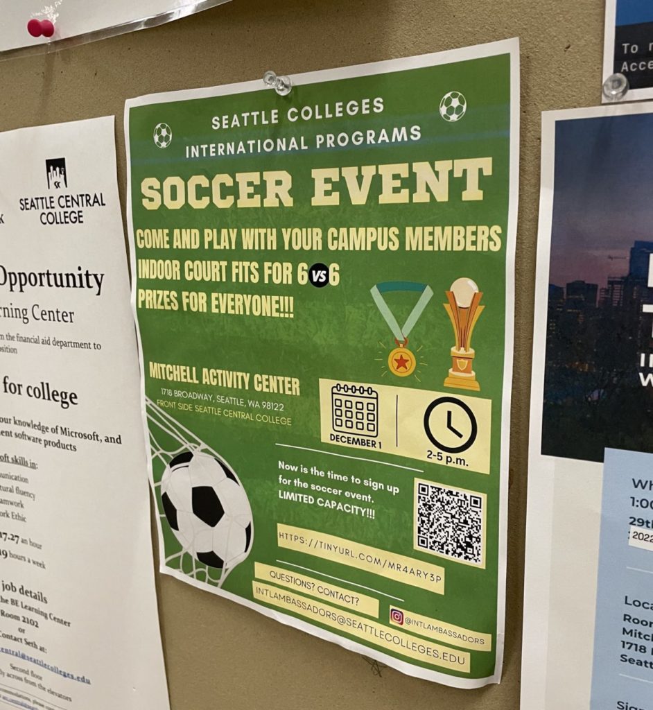 Flyer of the soccer event happening at SCC on Dec. 10.