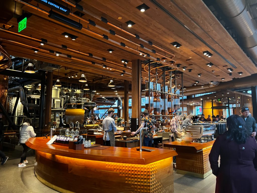 Baristas at the newly unionized Starbucks Roastery