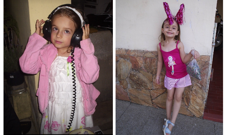 Me at ages 5 and 6; to the right, celebrating typical Brazilian holiday Carnaval.