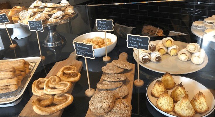 A display of different pastries and sweets.