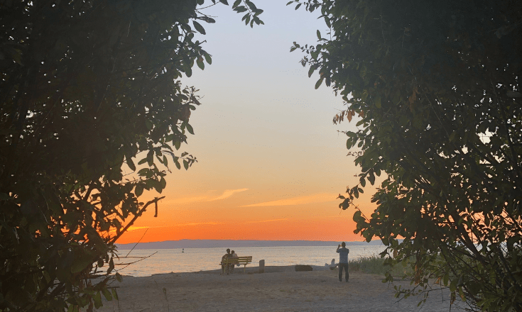 Golden Gardens Park at sunset.