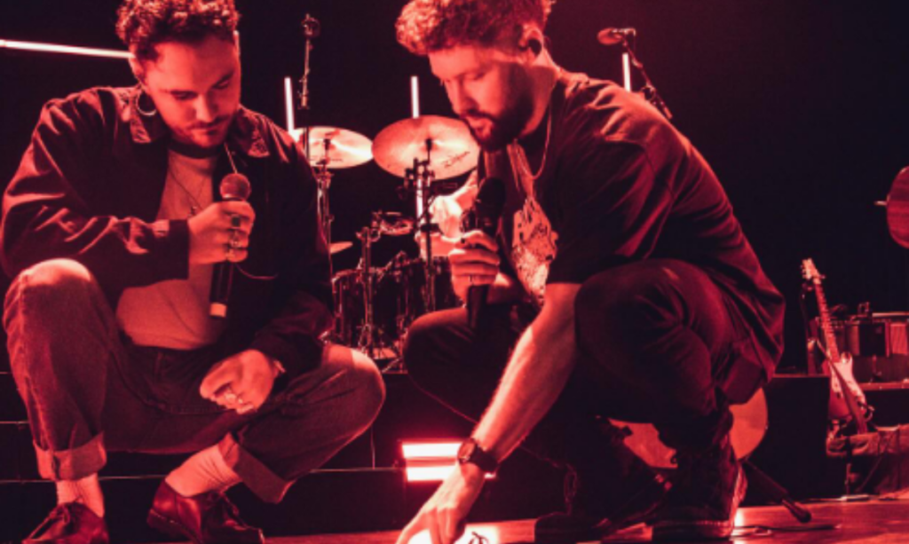 Cian Ducrot and Calum Scott going over the set list at the Paramount