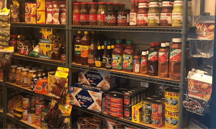 Salsa on shelves.