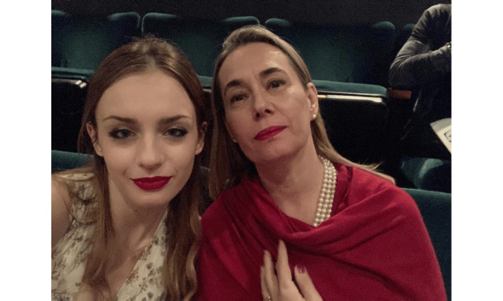 My mother and I inside the theater before the start of the performance.